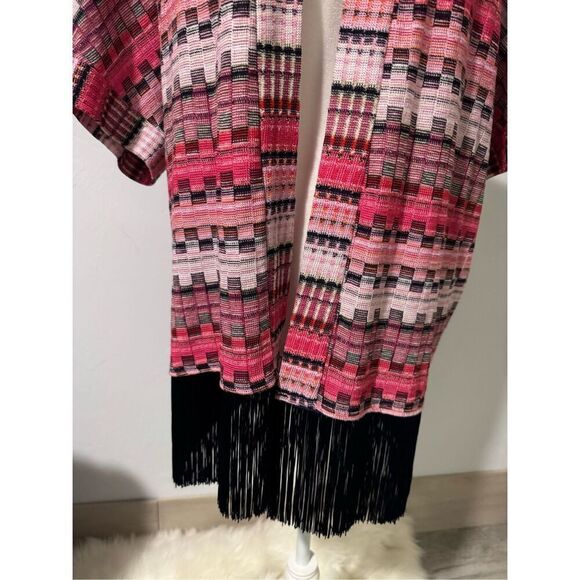 Trina Turk Exquisite open front knit fringe bottom kimono top M - Picture 4 of 7